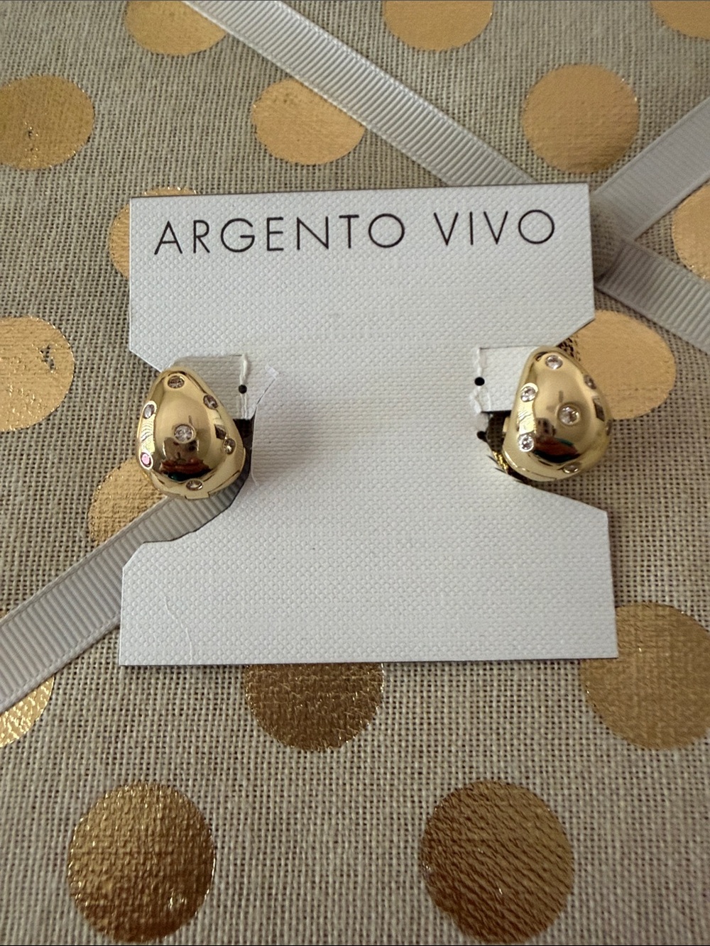 Argentina Vivo Rhinestone Bubble Earrings Gold-tone NEW